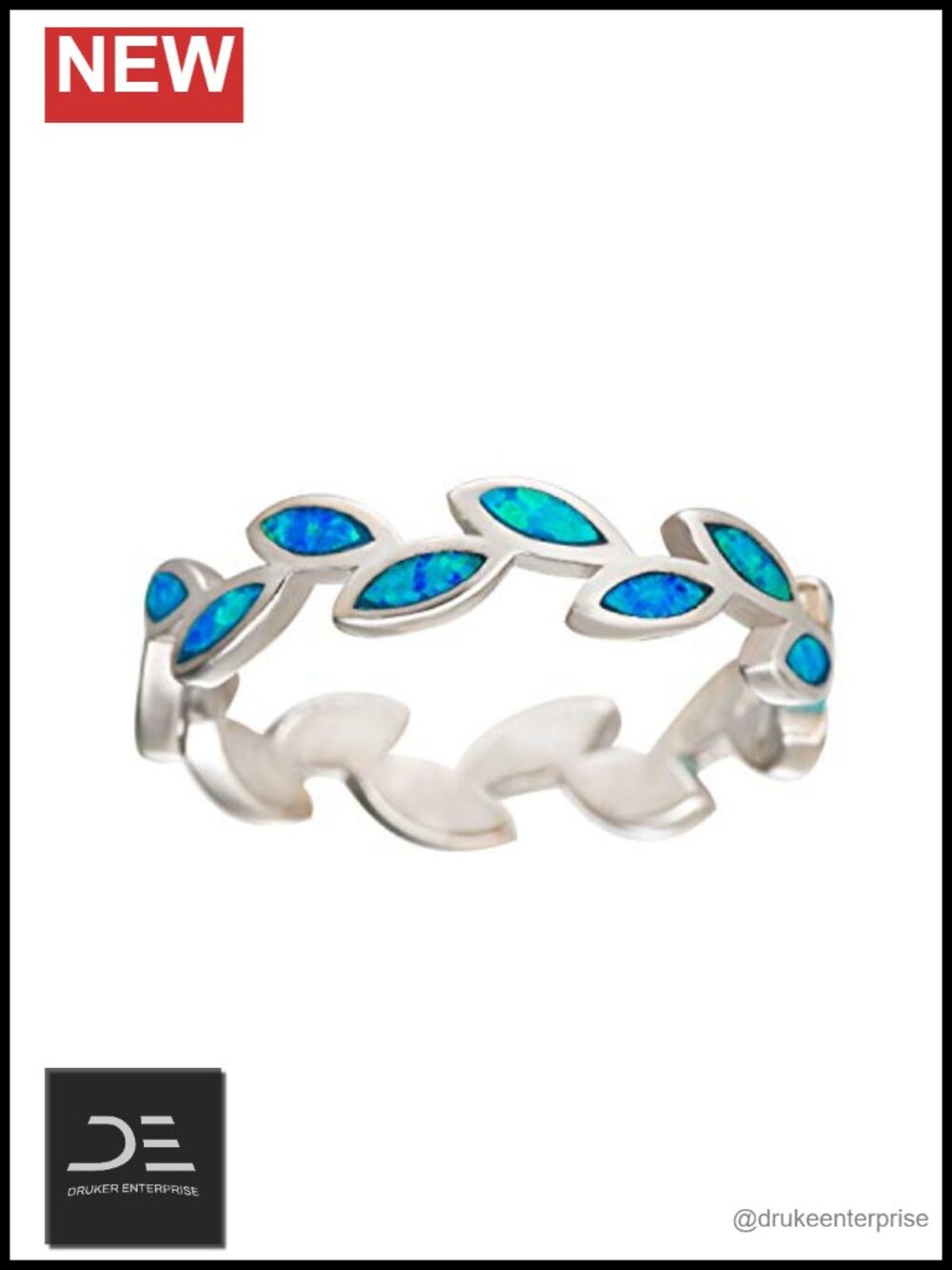 Sterling Silver Created Blue Opal Stackable Wedding Eternity Band Ring Women's